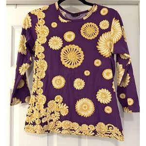 J.McLaughlin Women's Purple Royal Printed Catalina 3/4 Sleeve Shirt Size Small